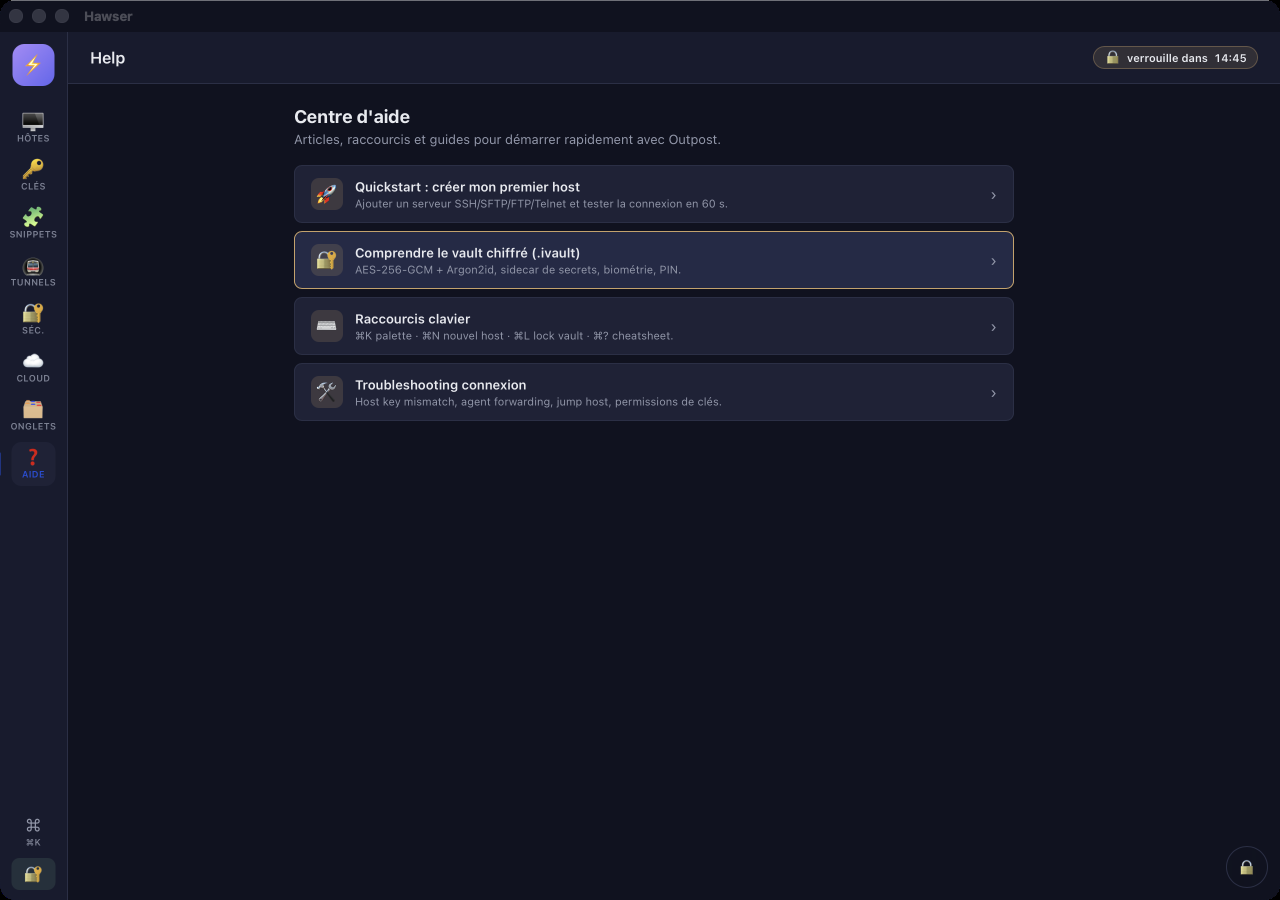 ILYGO Hawser in-app help